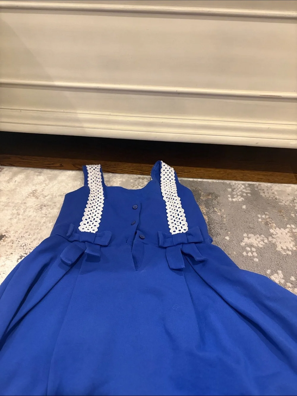 Janie and Jack Royal Blue Sleeveless Dress with White Lace Neckline